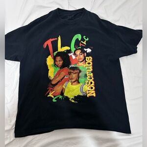 TLC No Scrubs Black T Shirt Vintage 90s Style Retro Official Merchandise SS Band